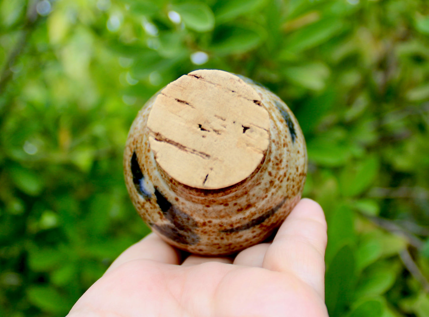 Shino Glazed Apothecary Jar, Smallish 100ml Capacity, Classic Loose Indigo Brushwork Decoration, Handcrafted Studio Pottery