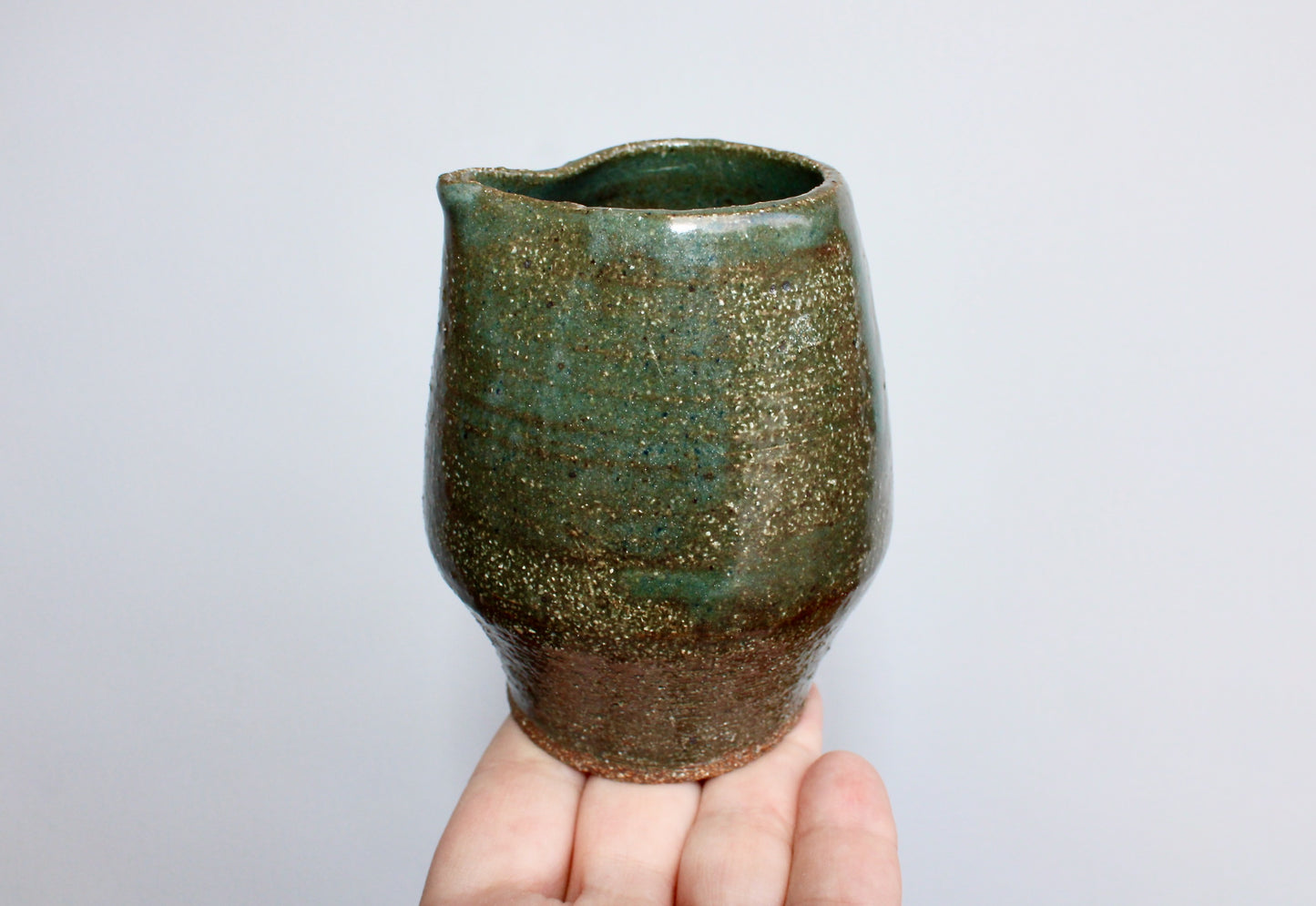 Modern Tea-Pourer Textured Glossy Moss-Green, Doubles as a Creamer, Handcrafted Studio Pottery