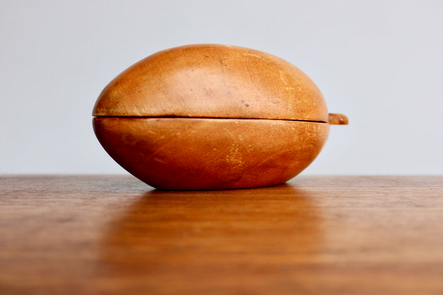 Haitian Woodware by Travaille a la Main in the Shape of a Papaya - Mid 20th Century Wooden Box - MCM Caribbean Wood Arts