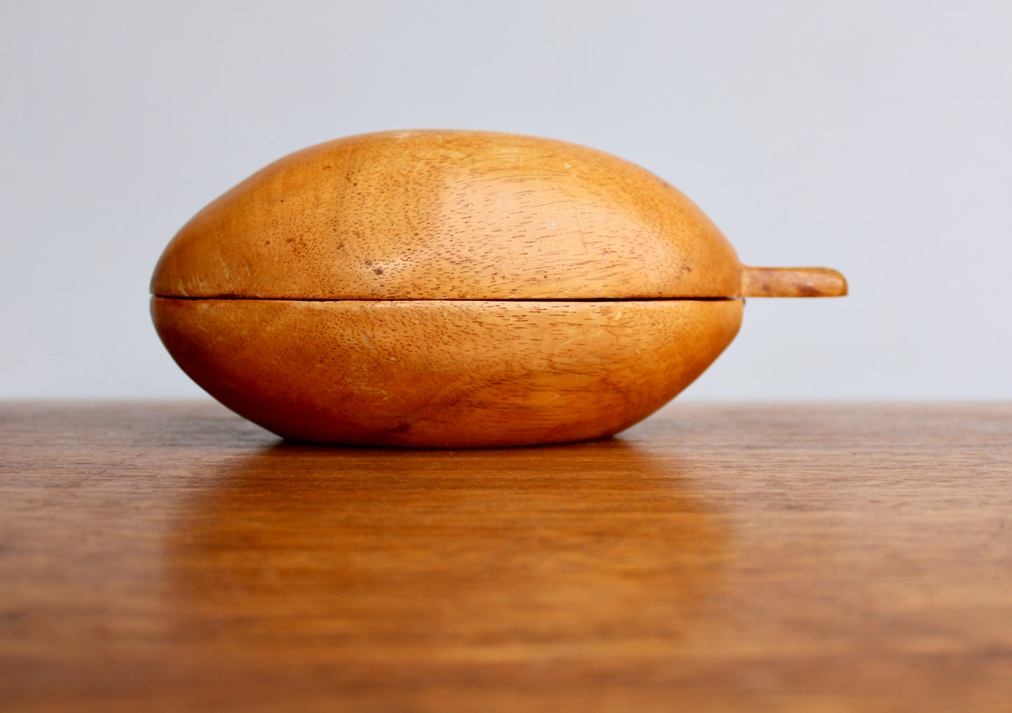 Haitian Woodware by Travaille a la Main in the Shape of a Papaya - Mid 20th Century Wooden Box - MCM Caribbean Wood Arts
