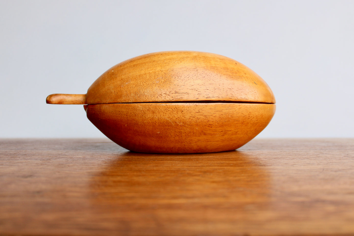 Haitian Woodware by Travaille a la Main in the Shape of a Papaya - Mid 20th Century Wooden Box - MCM Caribbean Wood Arts