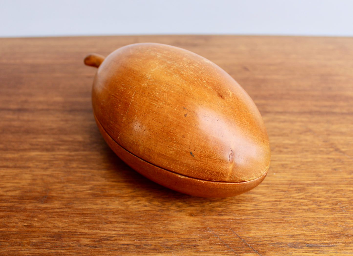 Haitian Woodware by Travaille a la Main in the Shape of a Papaya - Mid 20th Century Wooden Box - MCM Caribbean Wood Arts