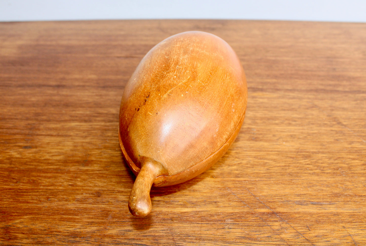Haitian Woodware by Travaille a la Main in the Shape of a Papaya - Mid 20th Century Wooden Box - MCM Caribbean Wood Arts