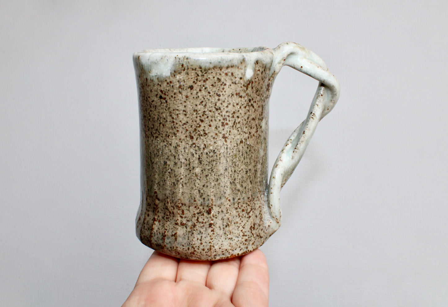 Dee Coleman Pottery 1986 Studio Pottery Mug - Classic Tankard Shape Silhouette w/ Twisted Handle Detail