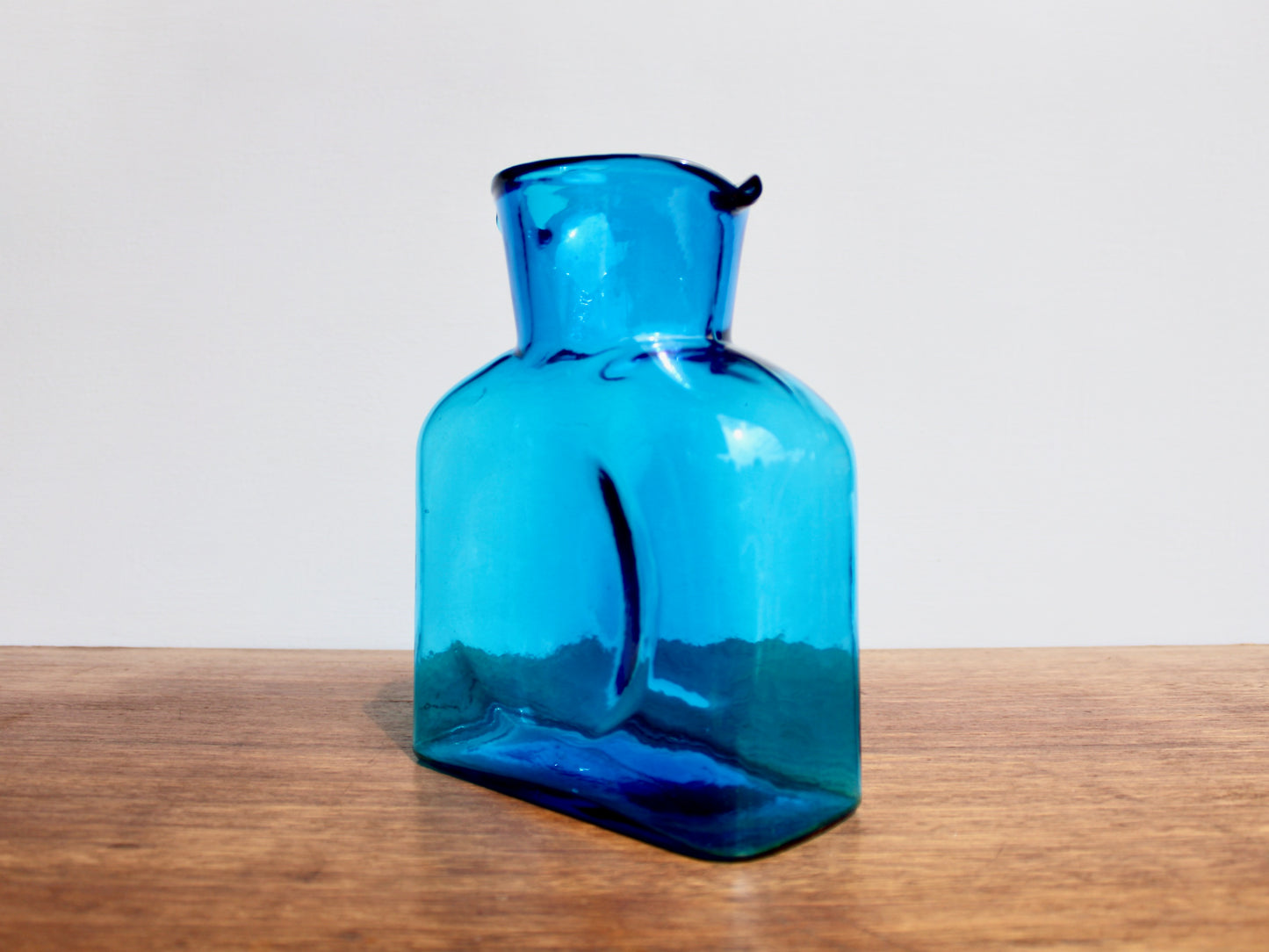 Blenko 384 Water Bottle Form in Turquoise Signed by Richard Blenko 2003, West Virginian Glass Company