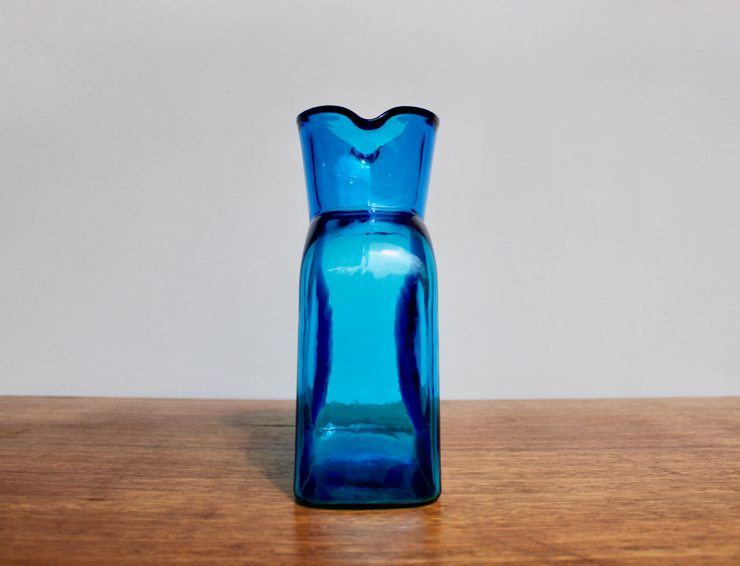Blenko 384 Water Bottle Form in Turquoise Signed by Richard Blenko 2003, West Virginian Glass Company