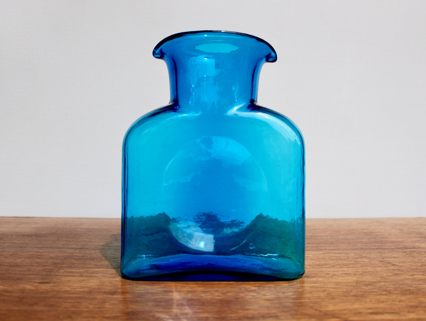 Blenko 384 Water Bottle Form in Turquoise Signed by Richard Blenko 2003, West Virginian Glass Company