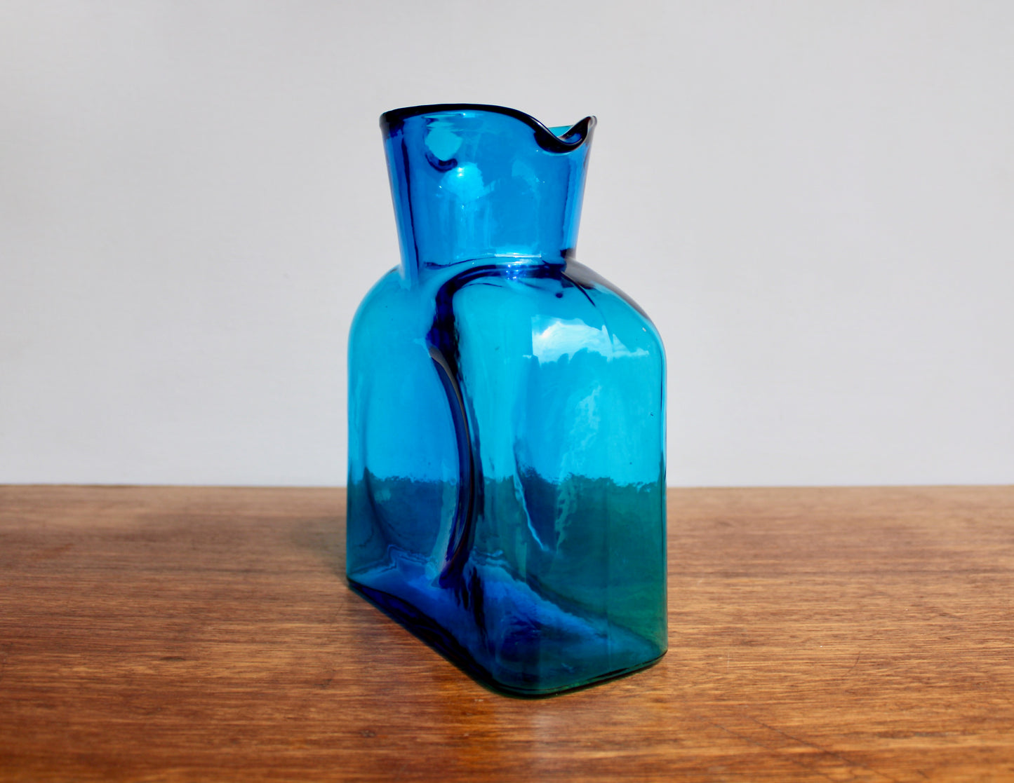 Blenko 384 Water Bottle Form in Turquoise Signed by Richard Blenko 2003, West Virginian Glass Company