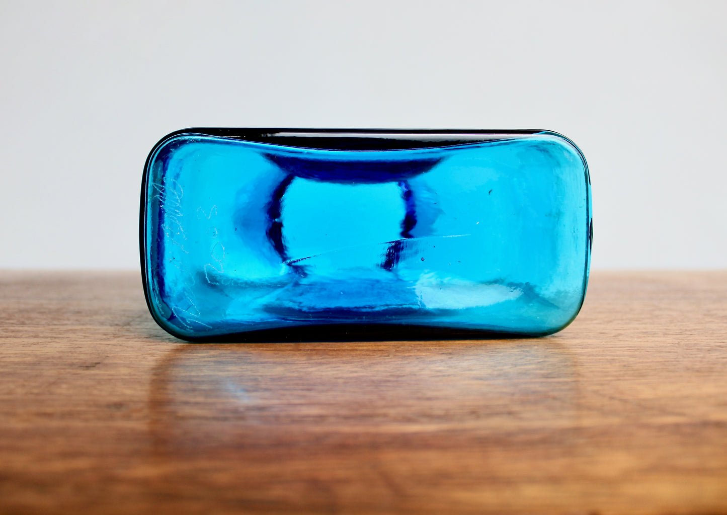 Blenko 384 Water Bottle Form in Turquoise Signed by Richard Blenko 2003, West Virginian Glass Company