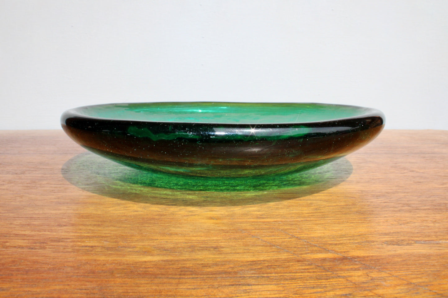 SOLD: 1950s Blenko 988L Sea Green Plate Form in Pale Emerald or Seafoam Green w/ Lovely Suspended Bubble by Blenko Glass Company of West Virginia