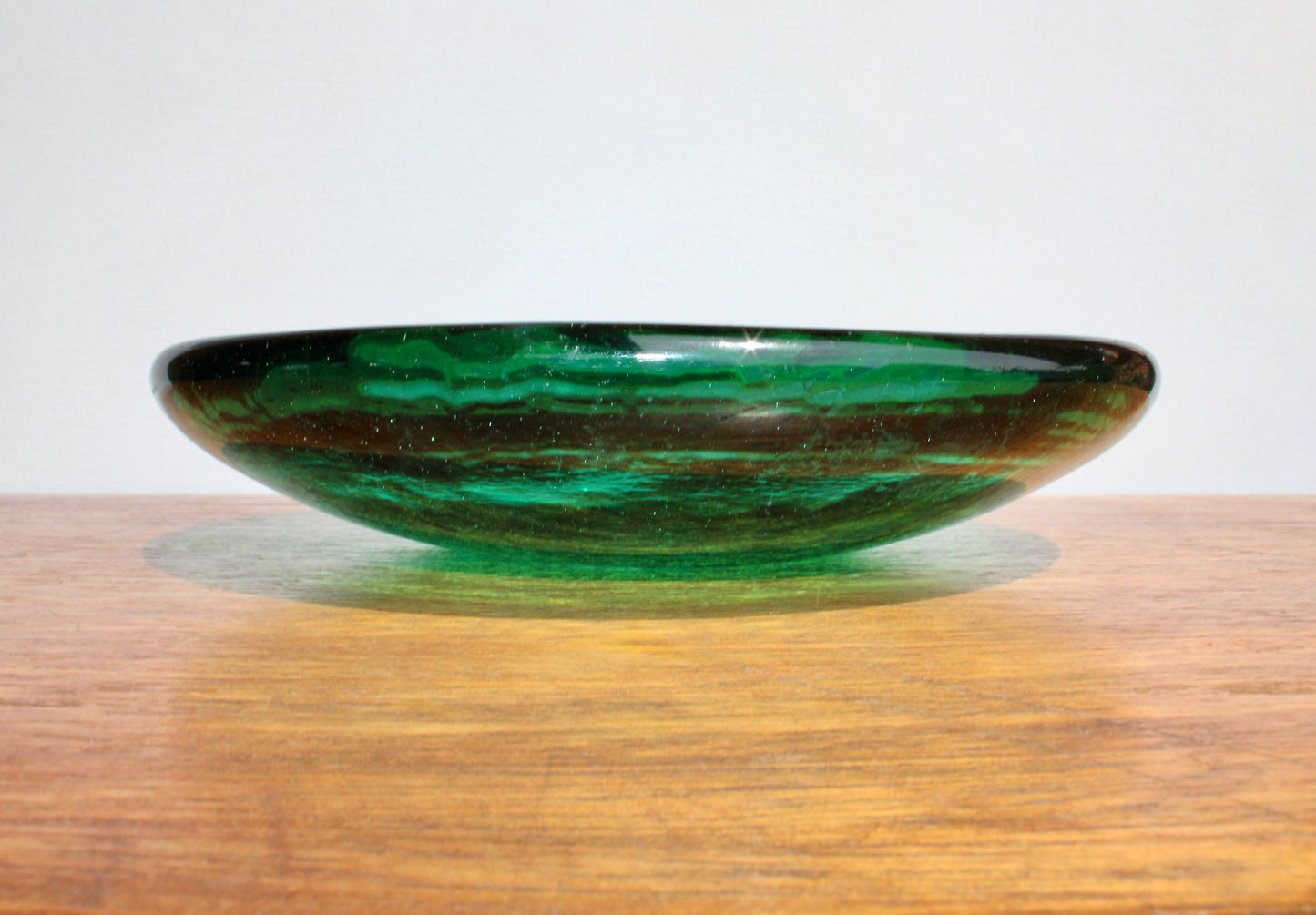SOLD: 1950s Blenko 988L Sea Green Plate Form in Pale Emerald or Seafoam Green w/ Lovely Suspended Bubble by Blenko Glass Company of West Virginia