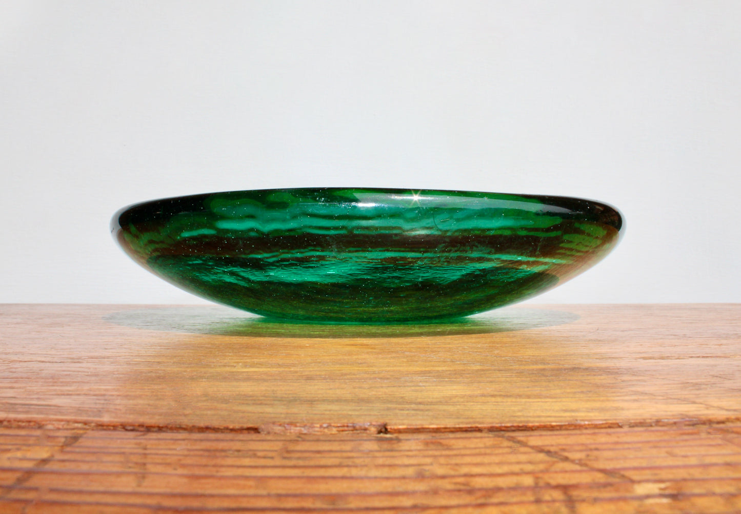 SOLD: 1950s Blenko 988L Sea Green Plate Form in Pale Emerald or Seafoam Green w/ Lovely Suspended Bubble by Blenko Glass Company of West Virginia