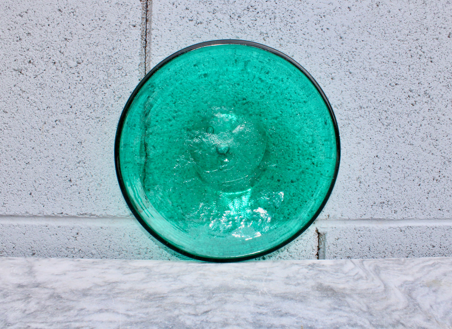 SOLD: 1950s Blenko 988L Sea Green Plate Form in Pale Emerald or Seafoam Green w/ Lovely Suspended Bubble by Blenko Glass Company of West Virginia
