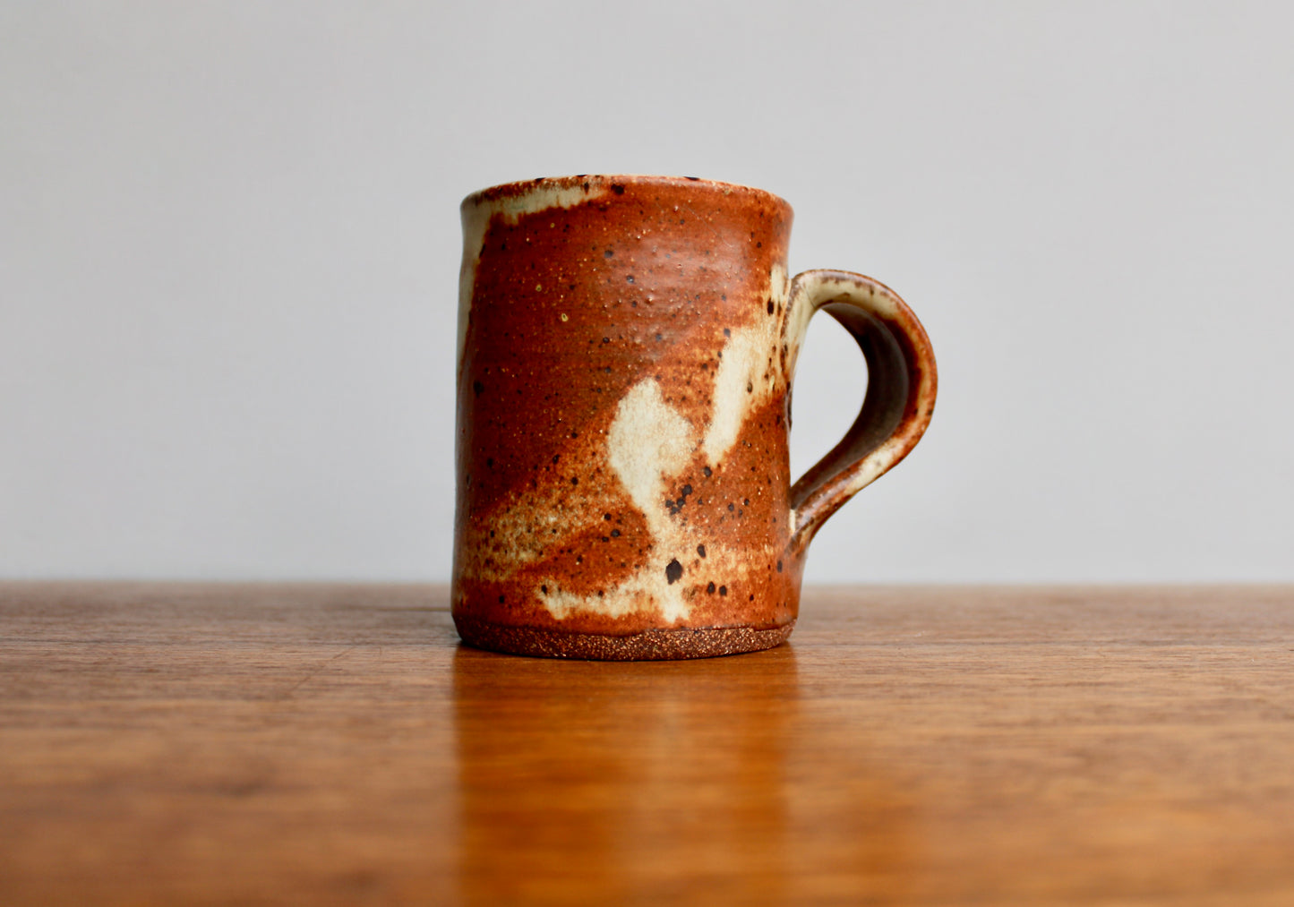 Classic Shino Glaze Stoneware Mug w/ a 11oz Capacity Handcrafted Vtg Studio Pottery Mug
