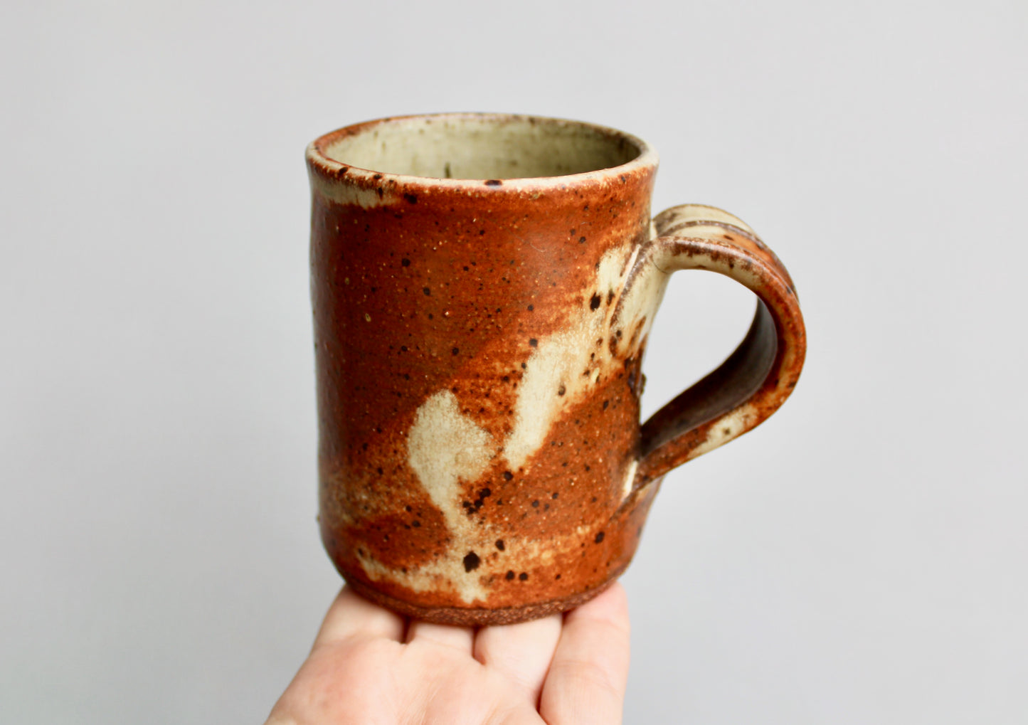 Classic Shino Glaze Stoneware Mug w/ a 11oz Capacity Handcrafted Vtg Studio Pottery Mug