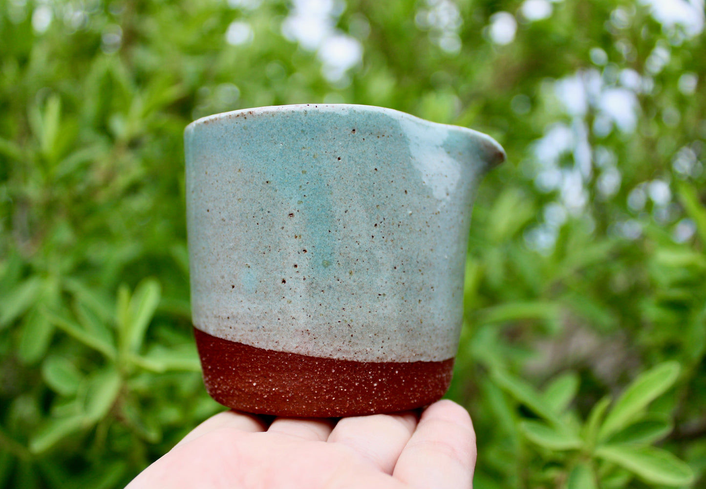 SOLD: Modern Tea-Pourer Textured Semi-Gloss Blue-Green, Handcrafted Studio Pottery