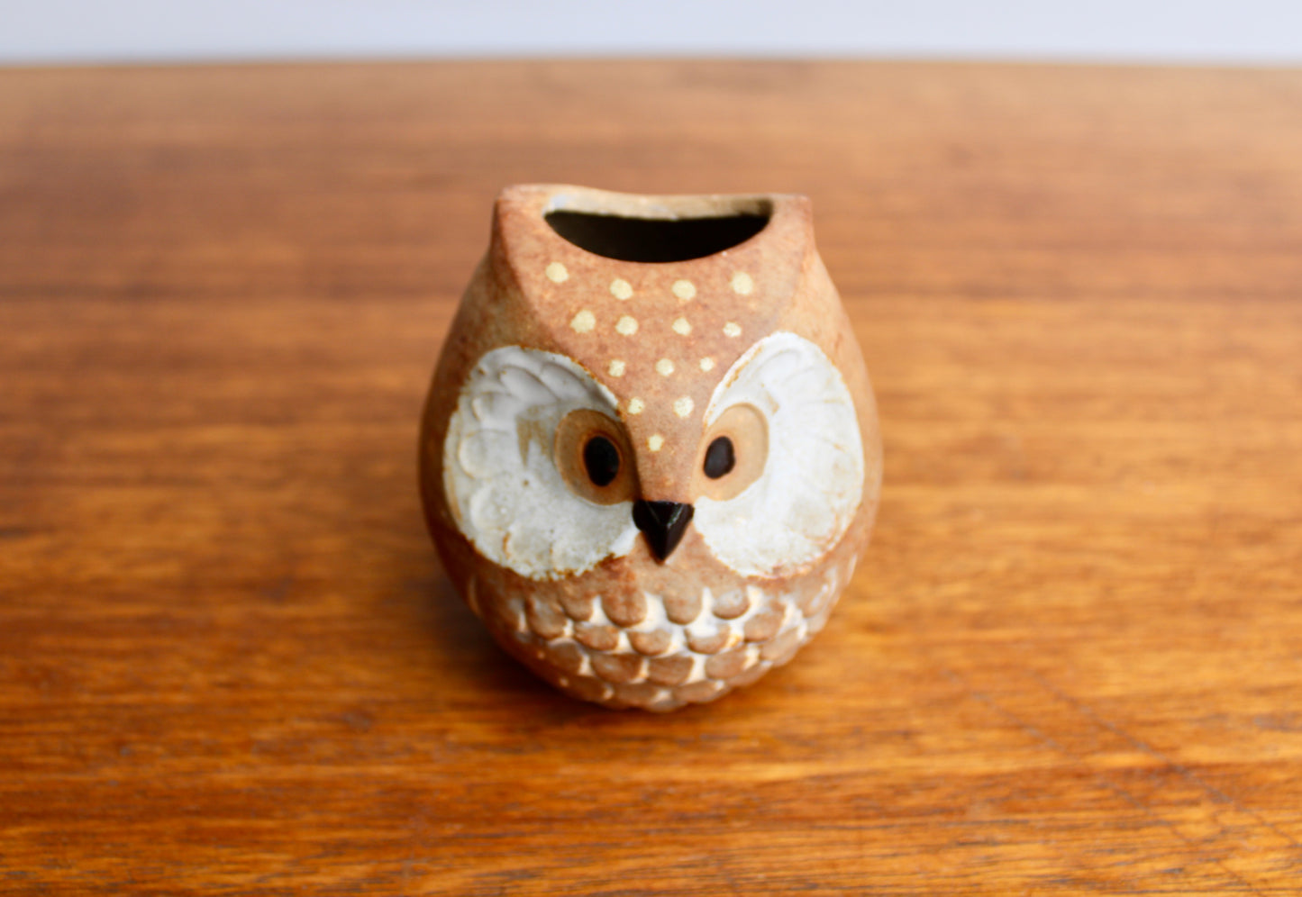 Counterpoint Japan Stoneware Owl Vessel - Imported into San Francisco, Vintage 1970s Japan Giftware Sold at Grumps Department Stores