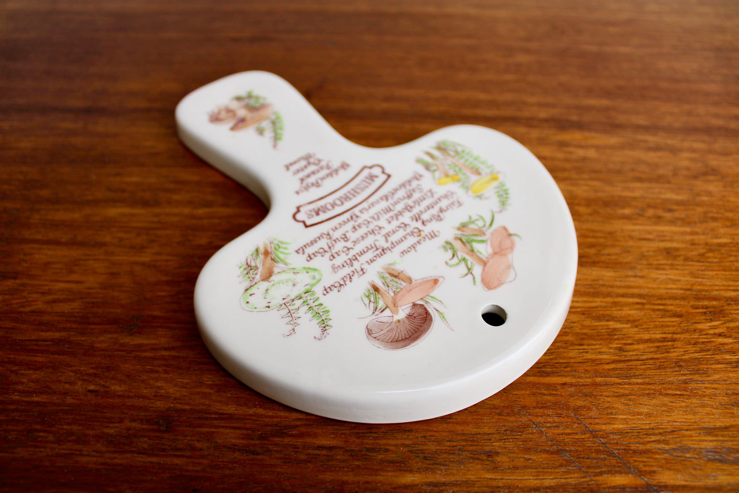 1980 AVON Mushroom Trivet, Spoon Rest, Collectible Shallow Dish Decorated in Many Mushrooms, Original Box & Foil Label