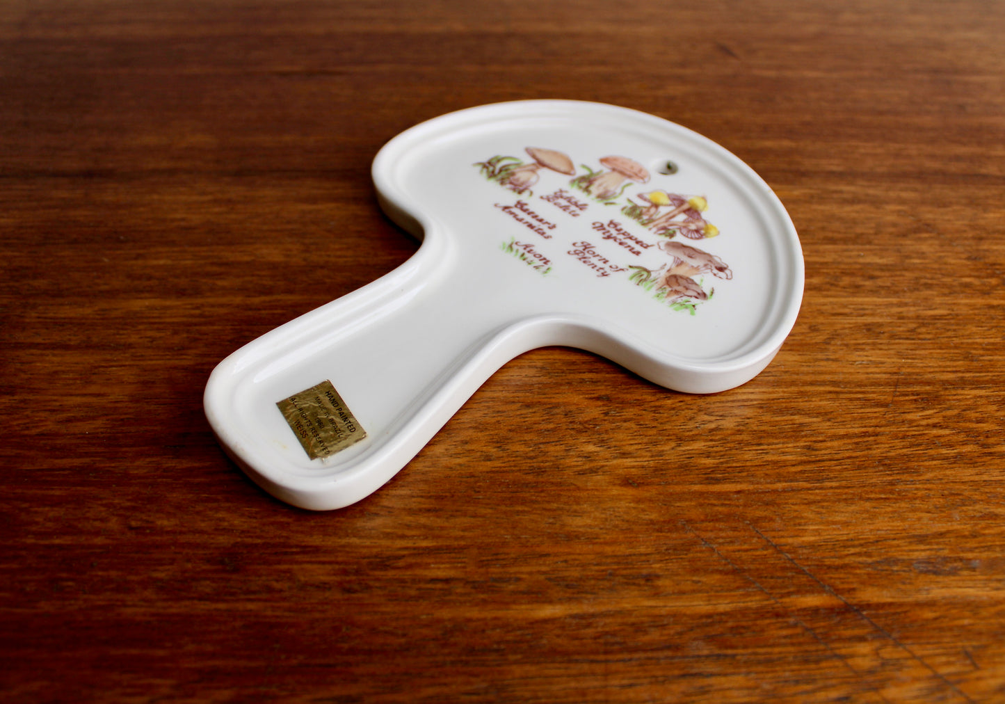 1980 AVON Mushroom Trivet, Spoon Rest, Collectible Shallow Dish Decorated in Many Mushrooms, Original Box & Foil Label