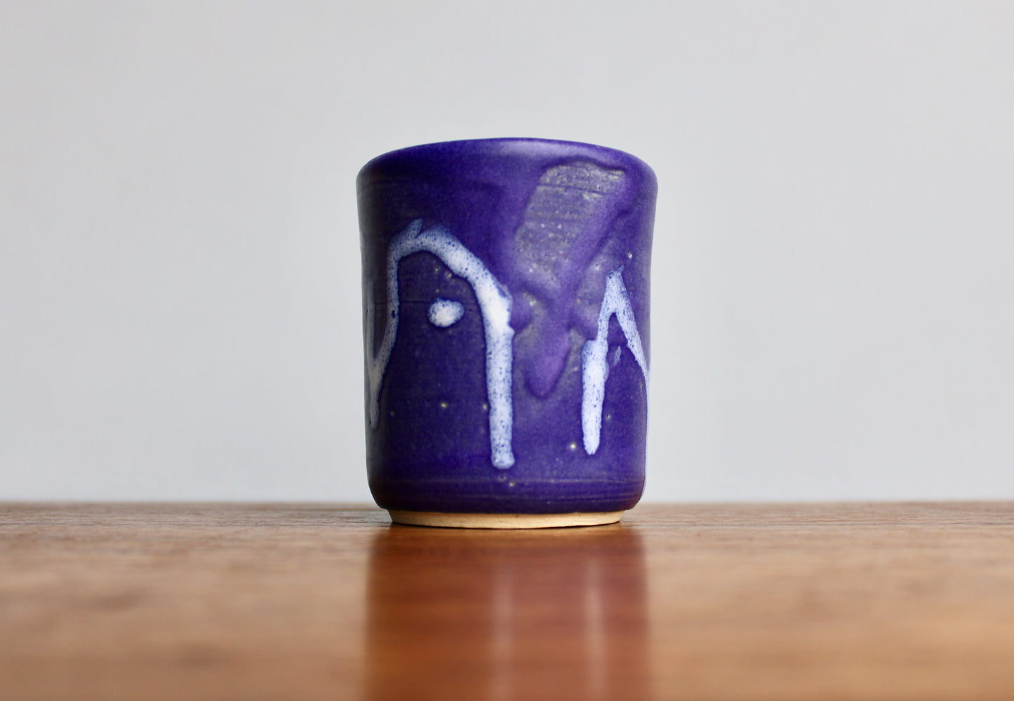 Yunomi Thick Vellum Purple Glazed w/ Volcanic White, Handcrafted Functional Multi-Purpose Studio Pottery