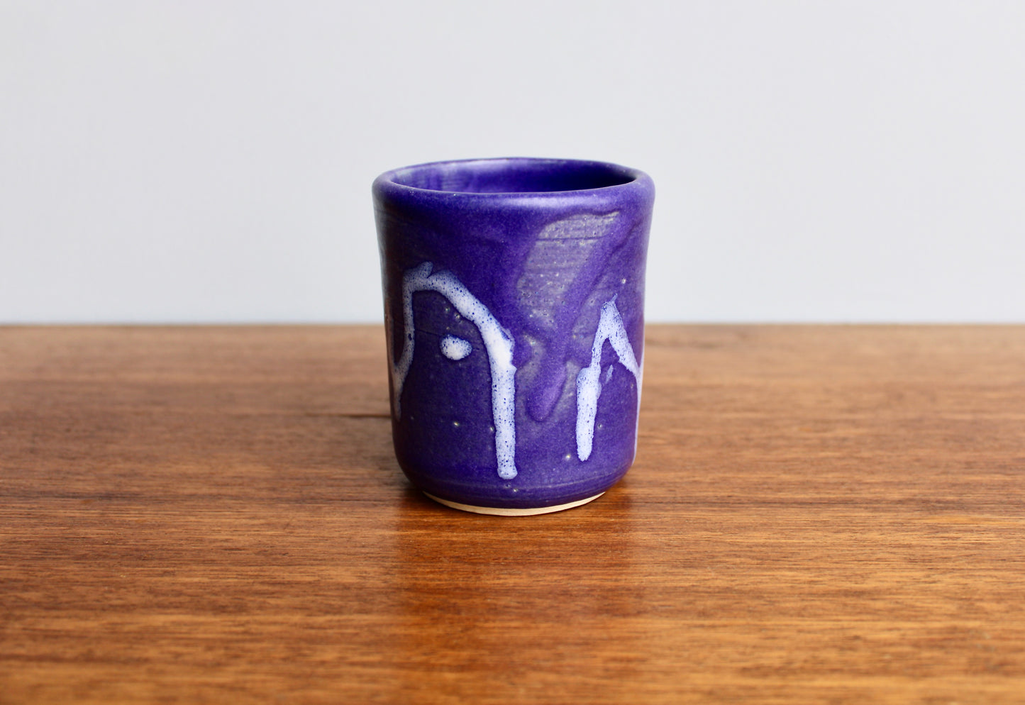 Yunomi Thick Vellum Purple Glazed w/ Volcanic White, Handcrafted Functional Multi-Purpose Studio Pottery