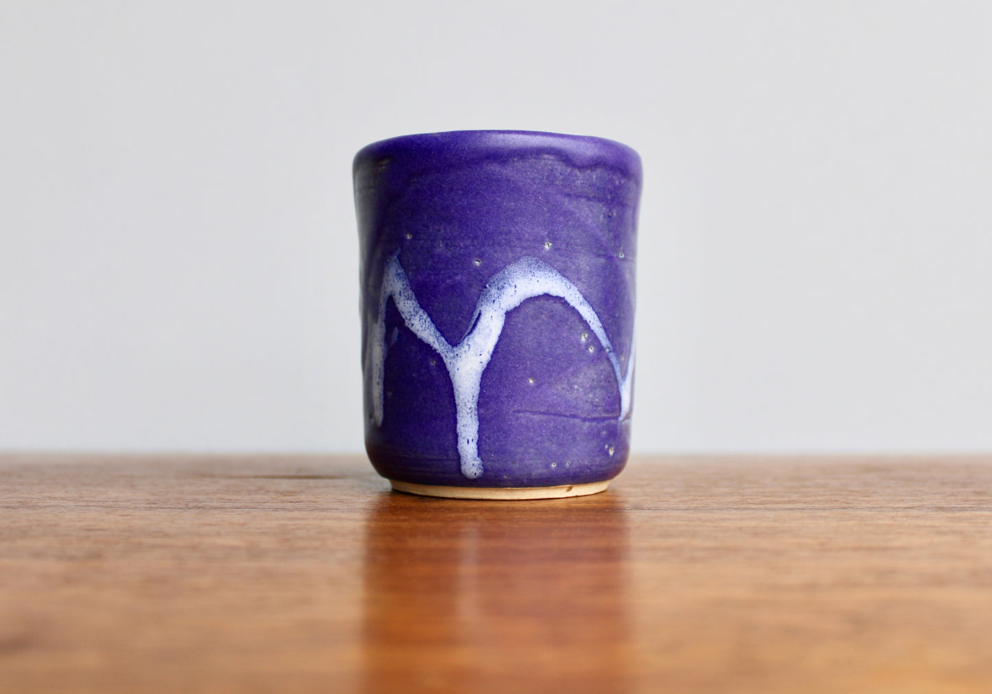Yunomi Thick Vellum Purple Glazed w/ Volcanic White, Handcrafted Functional Multi-Purpose Studio Pottery