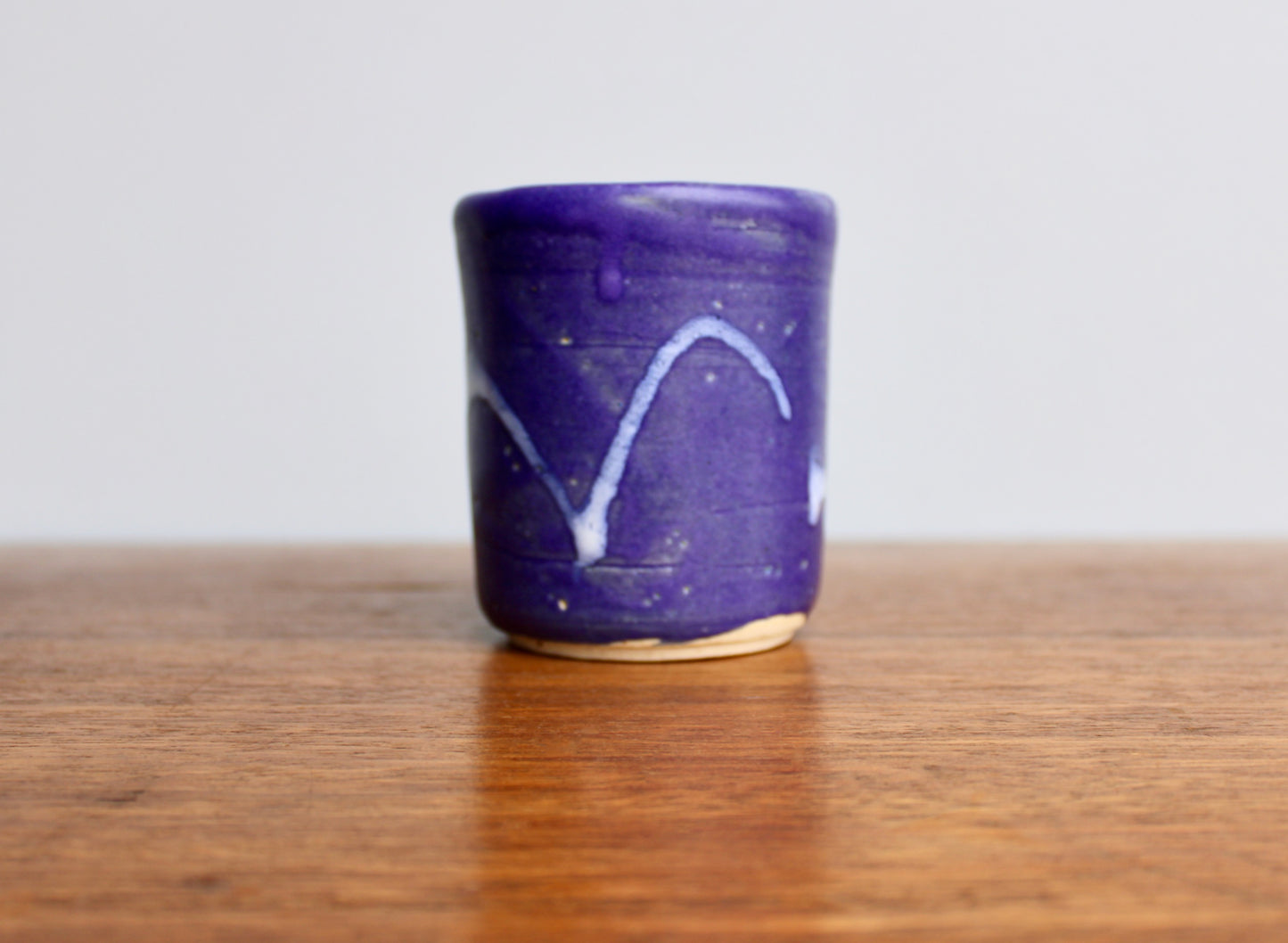 Yunomi Thick Vellum Purple Glazed w/ Volcanic White, Handcrafted Functional Multi-Purpose Studio Pottery