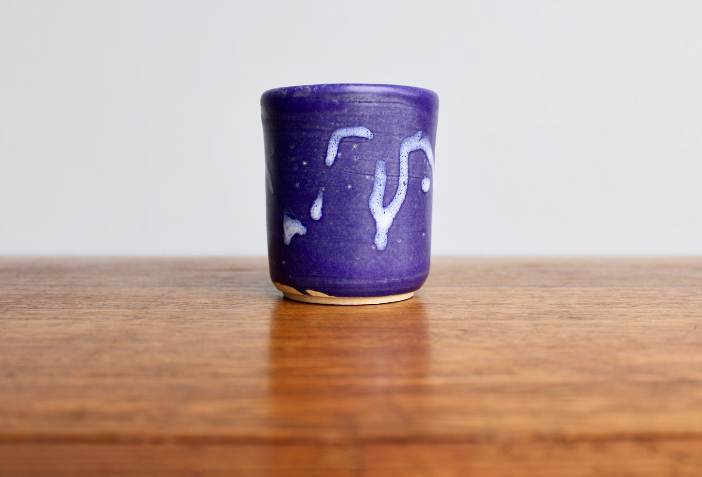 Yunomi Thick Vellum Purple Glazed w/ Volcanic White, Handcrafted Functional Multi-Purpose Studio Pottery