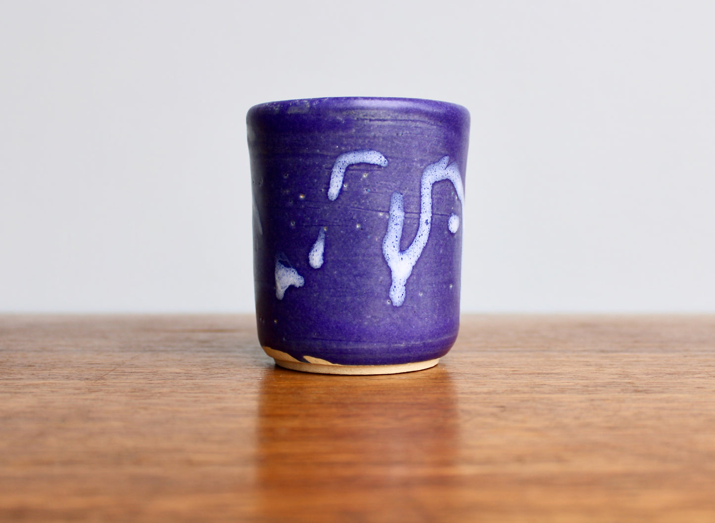 Yunomi Thick Vellum Purple Glazed w/ Volcanic White, Handcrafted Functional Multi-Purpose Studio Pottery
