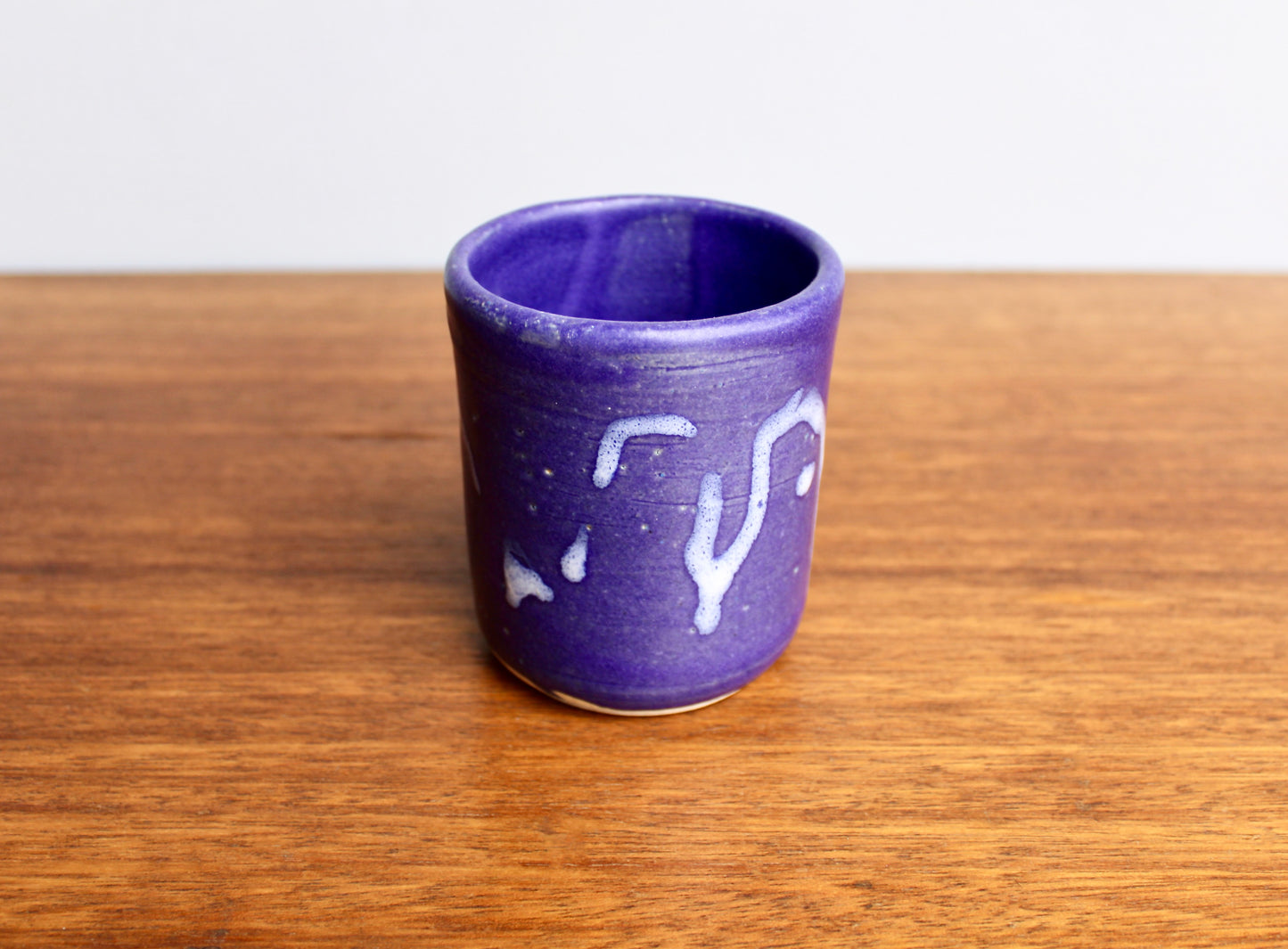 Yunomi Thick Vellum Purple Glazed w/ Volcanic White, Handcrafted Functional Multi-Purpose Studio Pottery