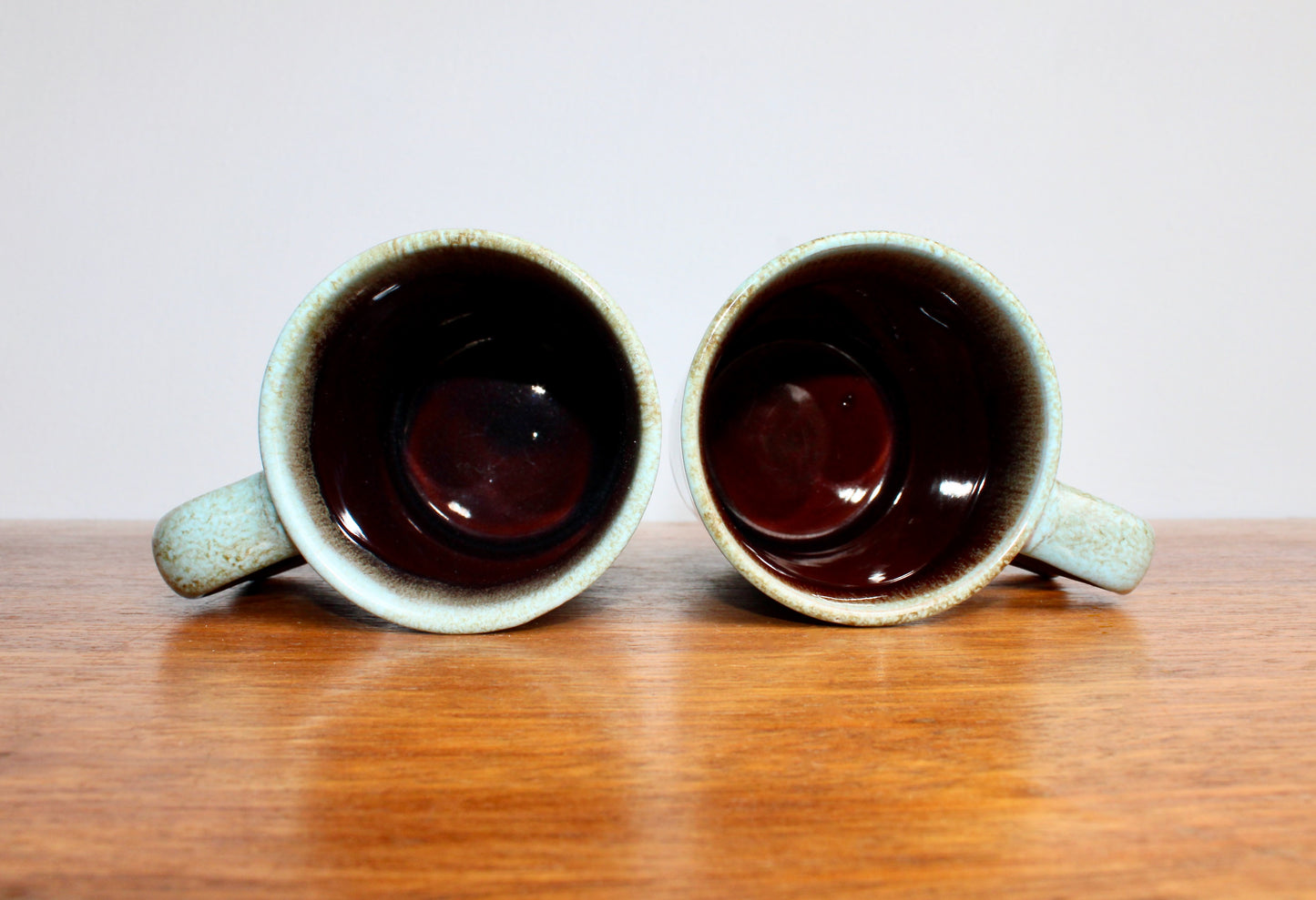 Pair of Evangeline Pottery Canada Trigger Mugs - Vintage Canuck Blue Mountain Style Reflowing Fat-Lava Technique - Crafted in Canada