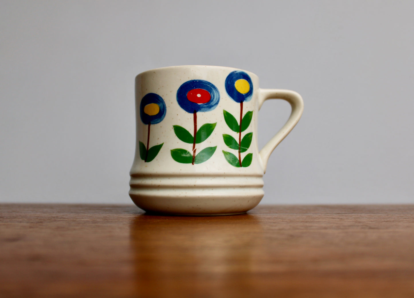 SOLD: 1970s Korean Lollipop Flower Mug, Large 400ml Capacity, Scandinavian Style 20th Century Korean Pottery