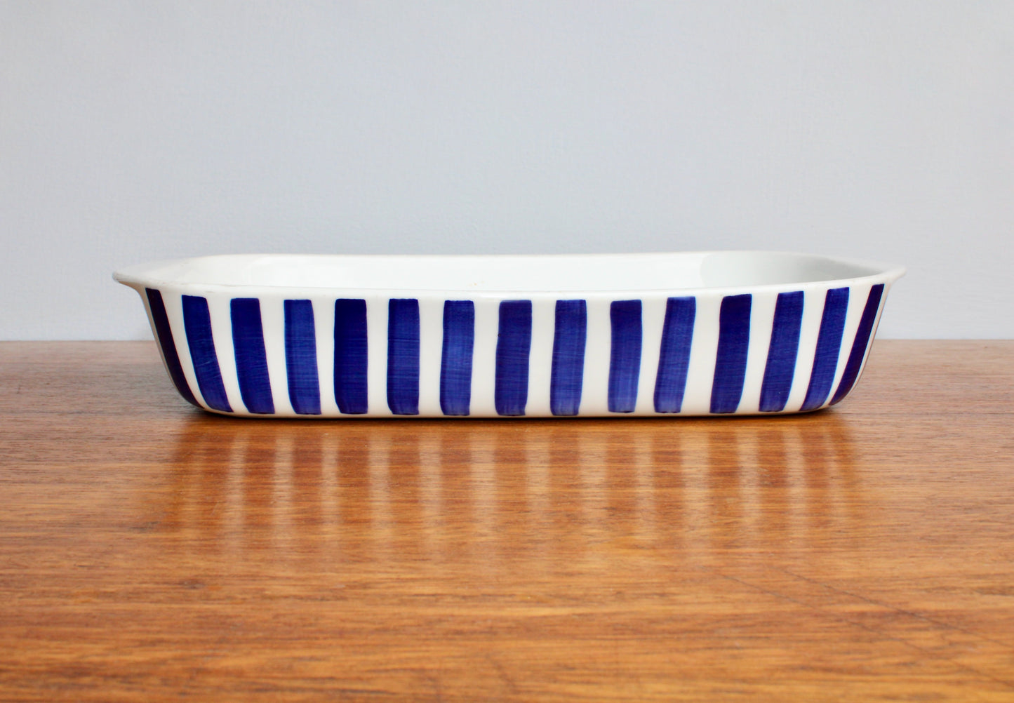 Lyngby Denmark Blue Stripe 12" Baking, Vtg Danish Modern Being Both Beautiful & Useful - Crafted in 20th Century Denmark