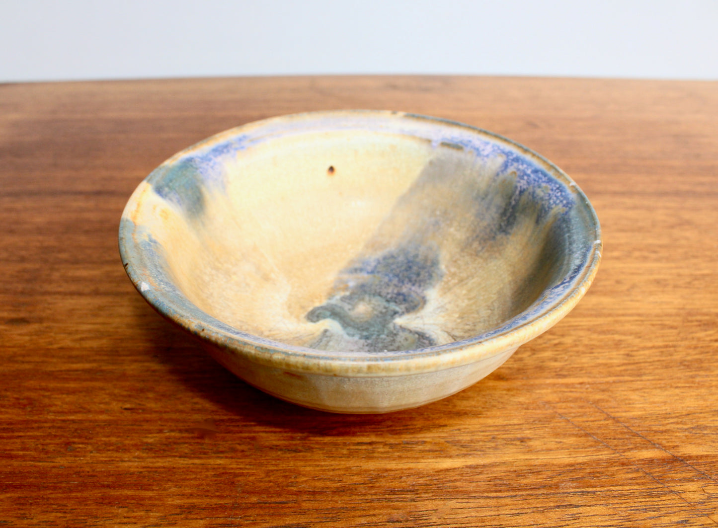 2013 Matte Shino Glazed Bowl w/ Purple Green & Blue Mottled Tones - Perfect for Cereal & Ramen - Handcrafted Ironware Studio Pottery - Has Flea Bites