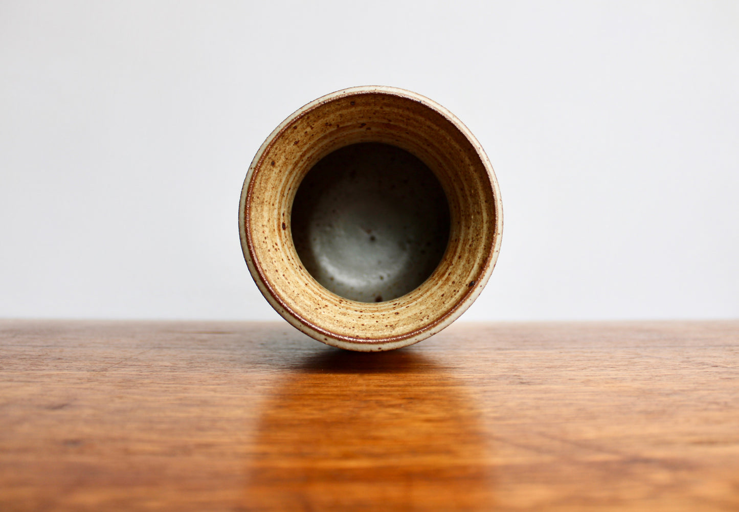 Large Vintage 6" Stoneware Vase in Wax Resist Shino Glaze - Handcrafted Wheel Thrown Stoneware Studio Pottery