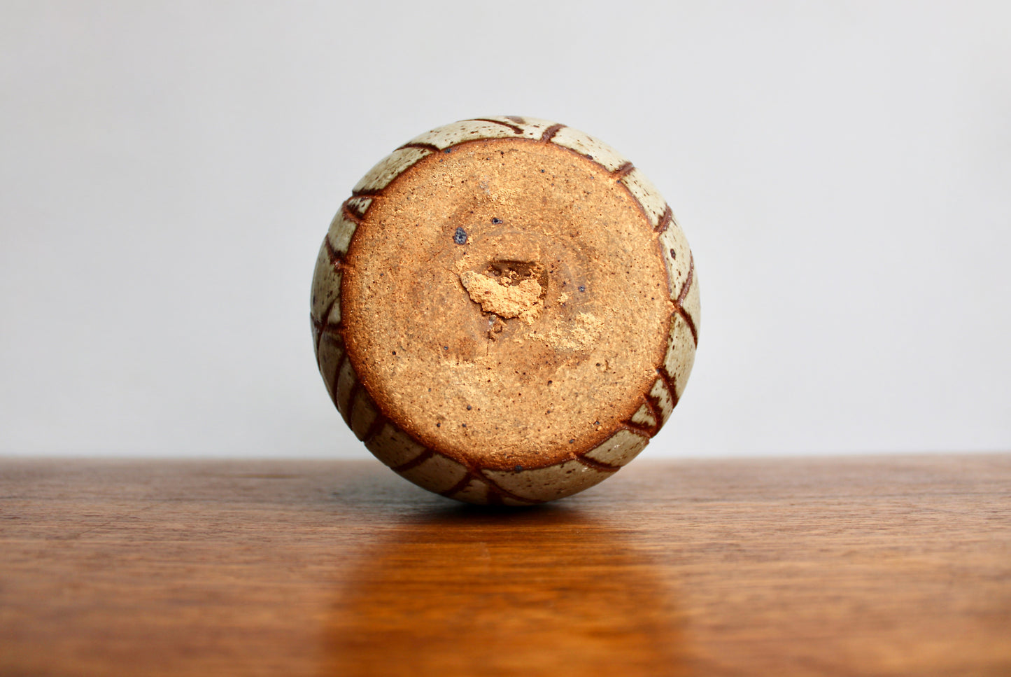 Large Vintage 6" Stoneware Vase in Wax Resist Shino Glaze - Handcrafted Wheel Thrown Stoneware Studio Pottery