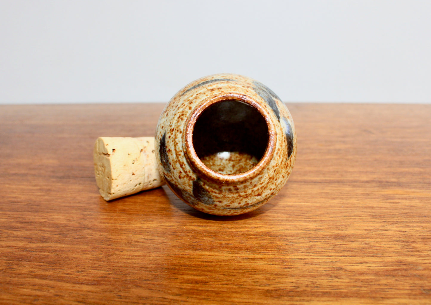 Shino Glazed Apothecary Jar, Smallish 100ml Capacity, Classic Loose Indigo Brushwork Decoration, Handcrafted Studio Pottery