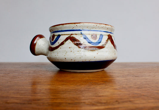 c1970s Takahashi Studio Pottery Side Handled Soup Bowl, Large 450ml Capacity, Sold Originally at Grumps Department Stores