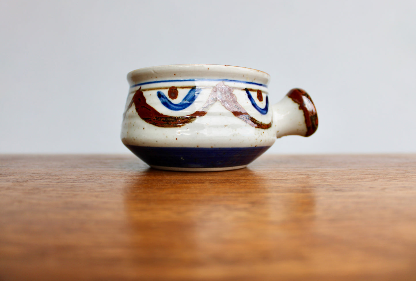 c1970s Takahashi Studio Pottery Side Handled Soup Bowl, Large 450ml Capacity, Sold Originally at Grumps Department Stores