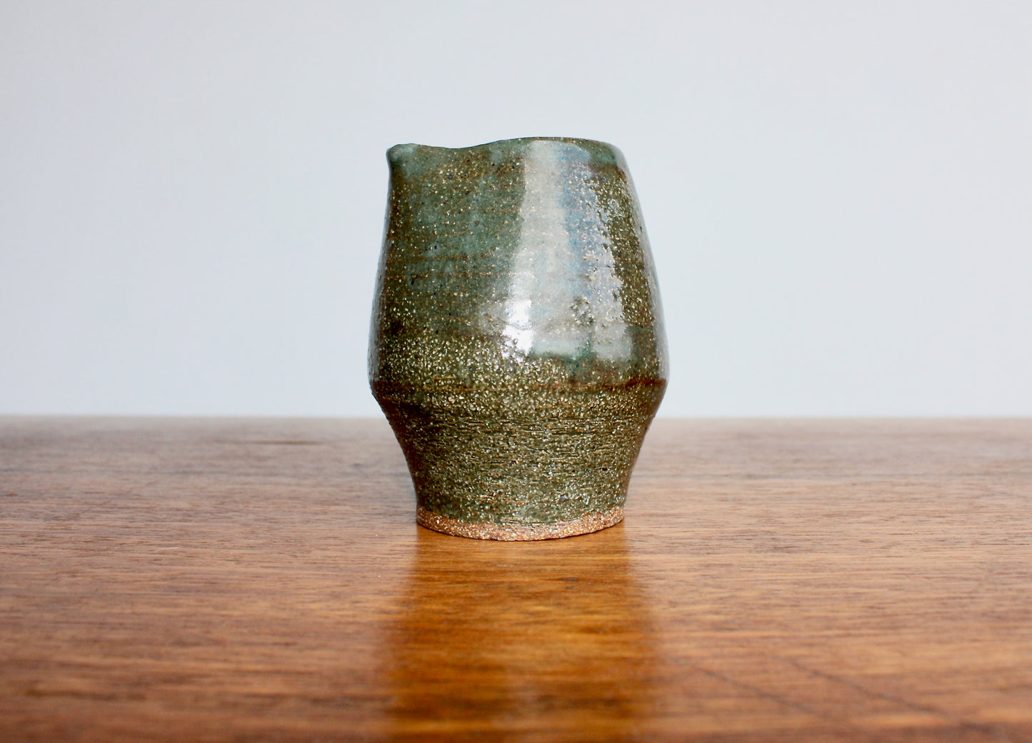 Modern Tea-Pourer Textured Glossy Moss-Green, Doubles as a Creamer, Handcrafted Studio Pottery