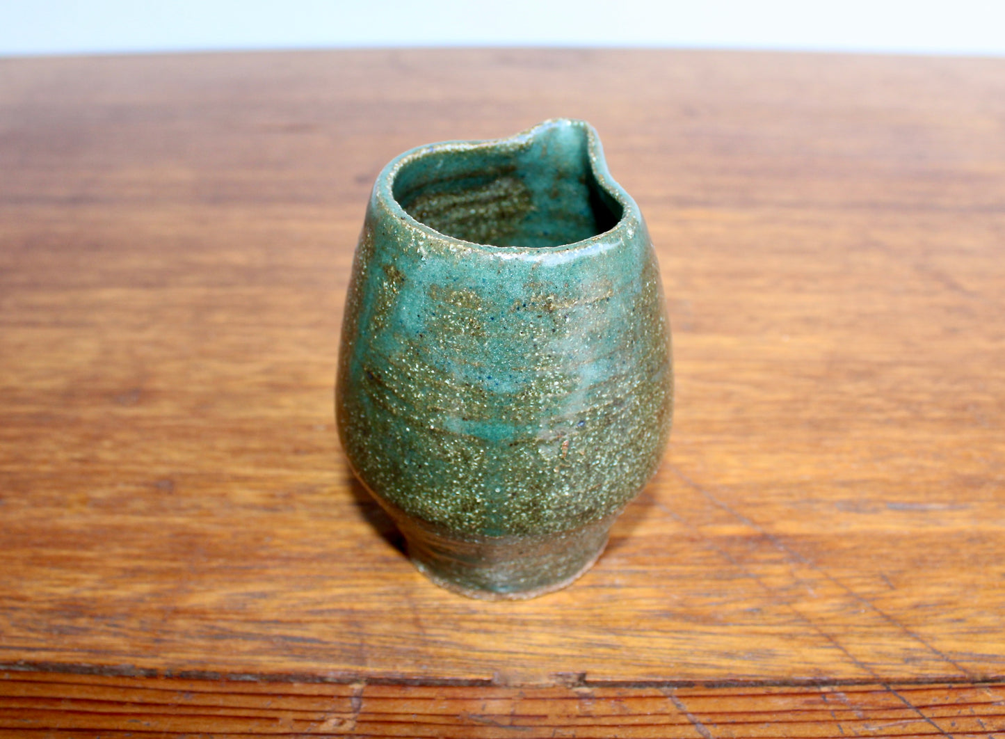 Modern Tea-Pourer Textured Glossy Moss-Green, Doubles as a Creamer, Handcrafted Studio Pottery