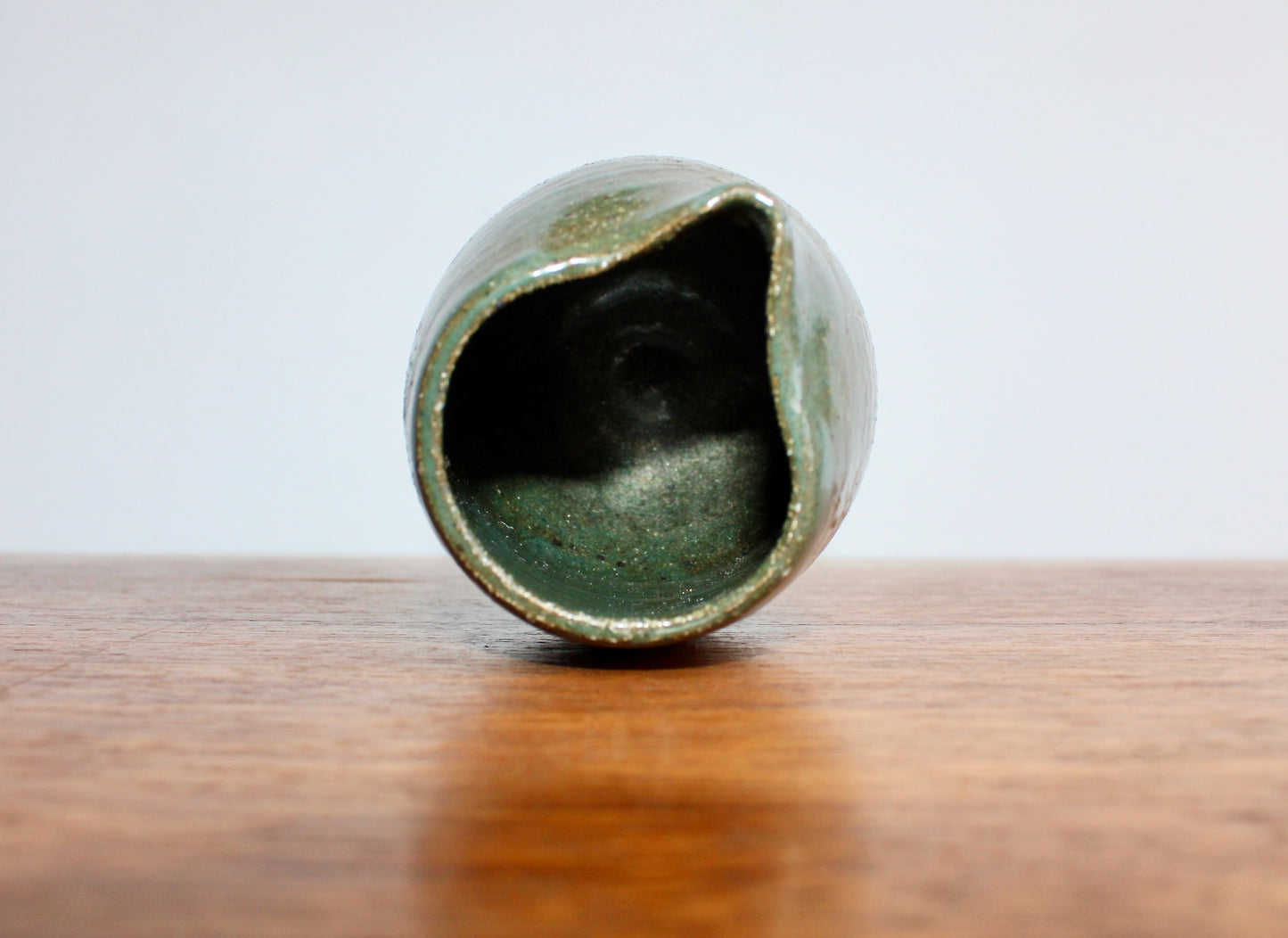 Modern Tea-Pourer Textured Glossy Moss-Green, Doubles as a Creamer, Handcrafted Studio Pottery