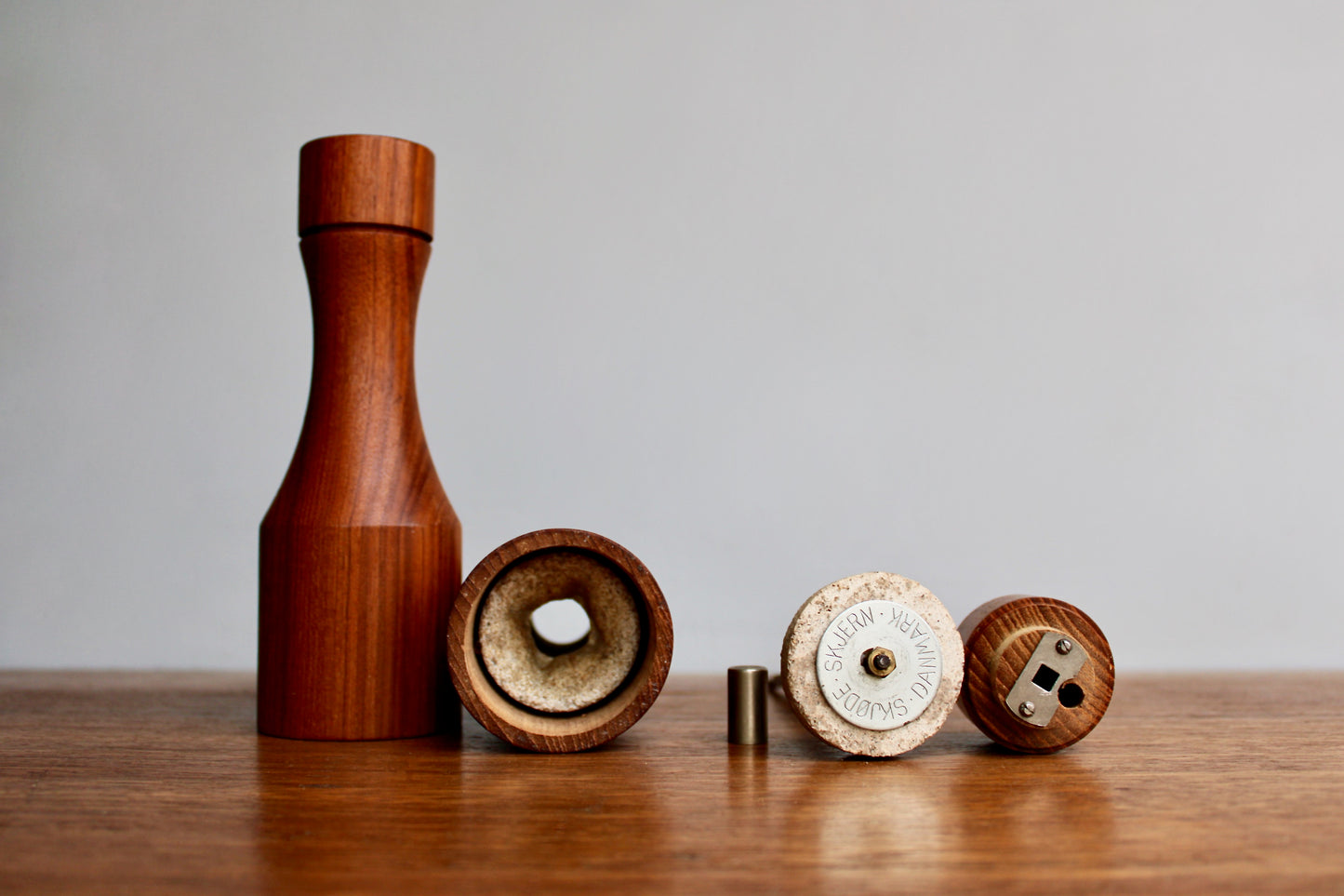 Skjode Skjern of Danmark Danish Teak Wood Set by Skjøde Skjern - Vintage Salt Shaker & Pepper Mill