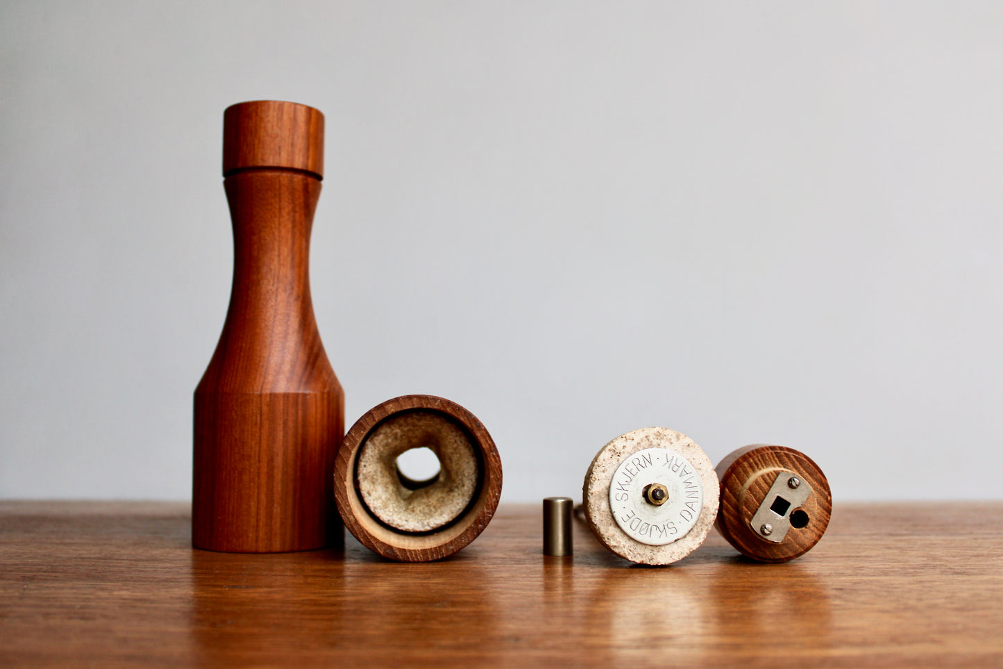 Skjode Skjern of Danmark Danish Teak Wood Set by Skjøde Skjern - Vintage Salt Shaker & Pepper Mill