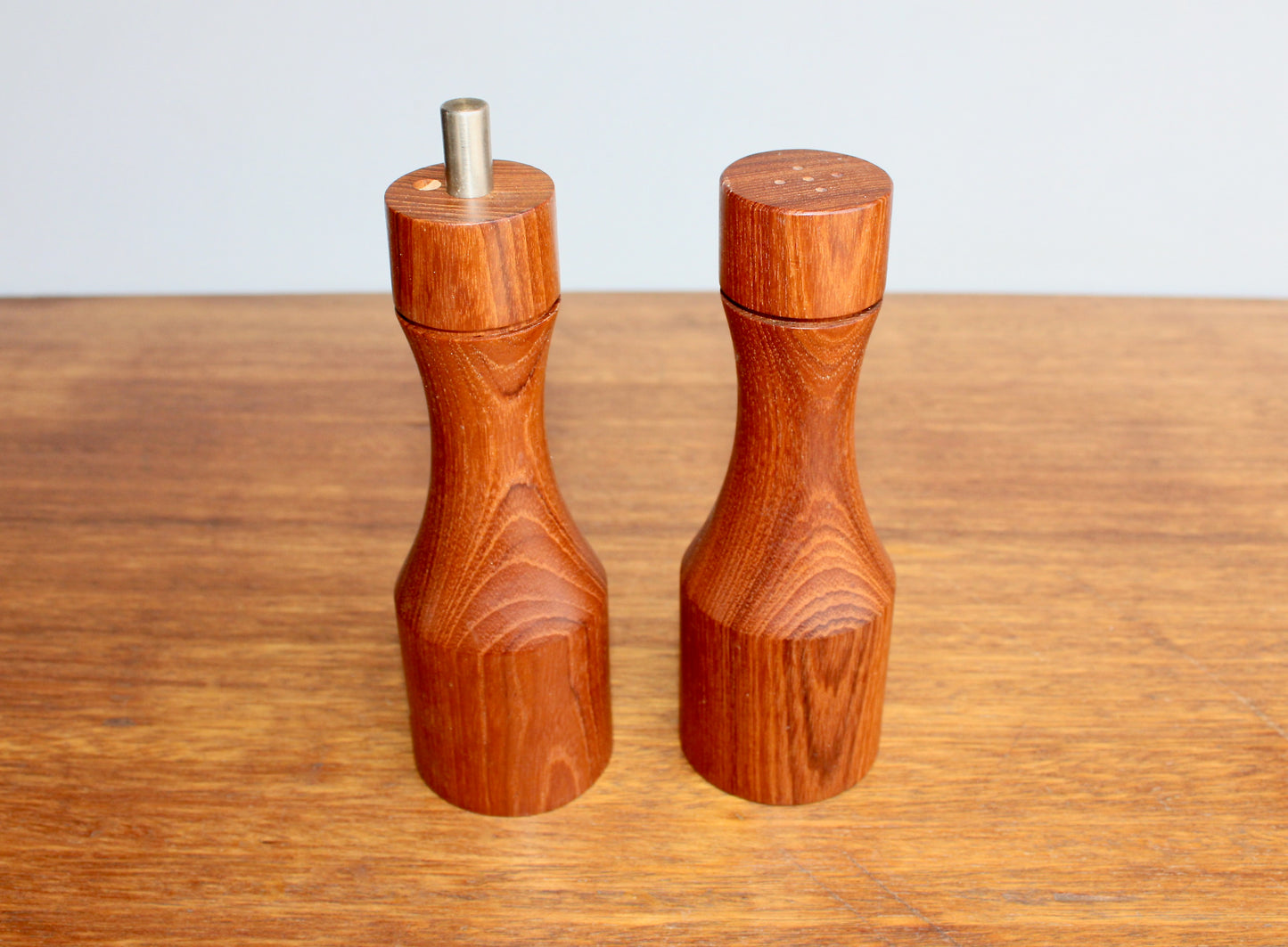 Skjode Skjern of Danmark Danish Teak Wood Set by Skjøde Skjern - Vintage Salt Shaker & Pepper Mill