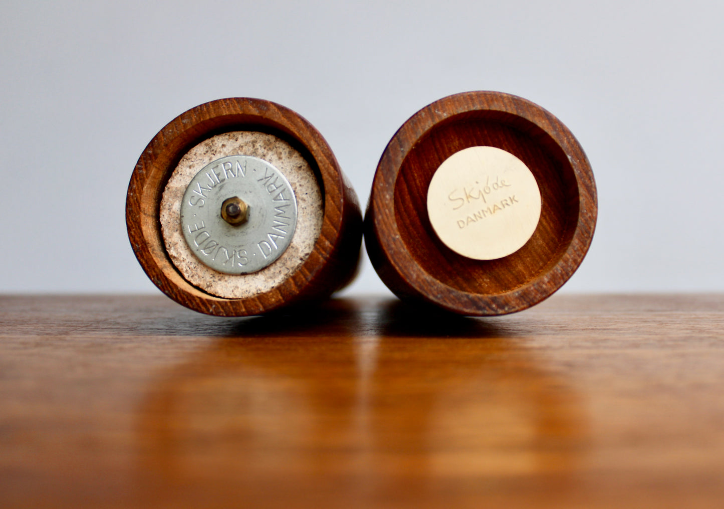 Skjode Skjern of Danmark Danish Teak Wood Set by Skjøde Skjern - Vintage Salt Shaker & Pepper Mill