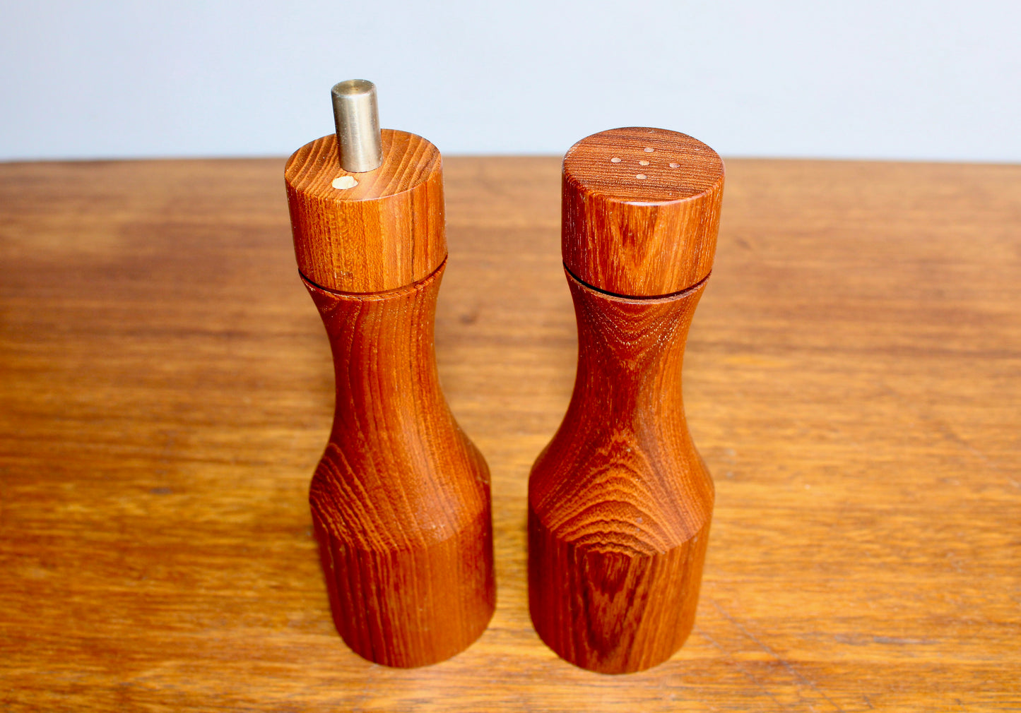 Skjode Skjern of Danmark Danish Teak Wood Set by Skjøde Skjern - Vintage Salt Shaker & Pepper Mill