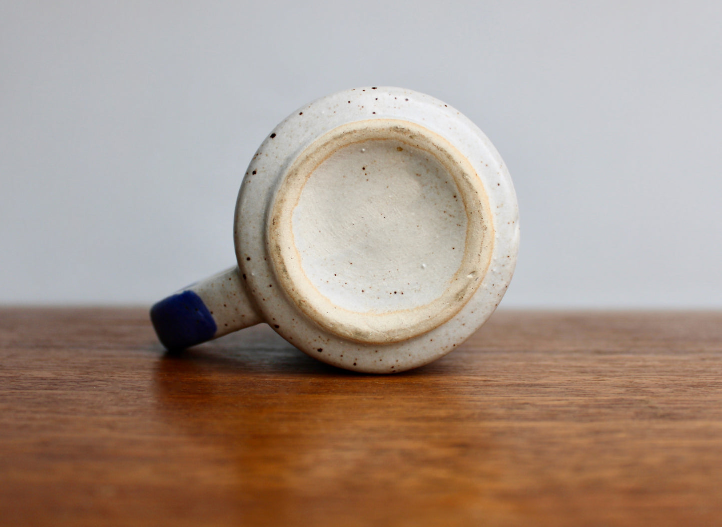 1970s Otagiri Owl Mug, Classic Indigo Line-Work Owl on Blue-Grey w/ Swiped Blue Handle - Sturdy Vitrified Stoneware