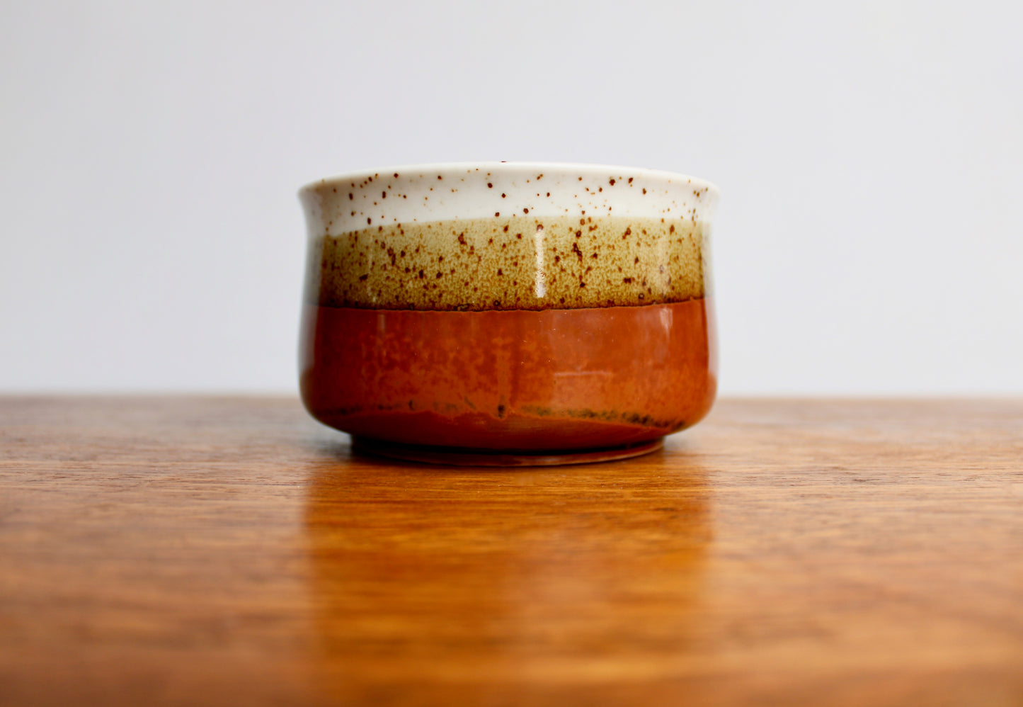 1970s Otagiri Soup Mug, Layered Glossy Glazes of Speckled Grey, Rusty Red, & Olive-ish Green - Shōwa Period Japan