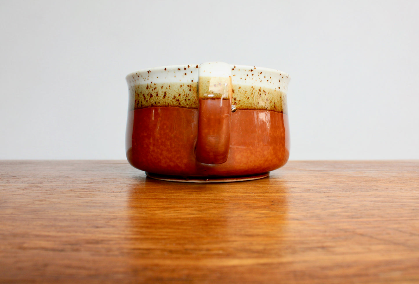 1970s Otagiri Soup Mug, Layered Glossy Glazes of Speckled Grey, Rusty Red, & Olive-ish Green - Shōwa Period Japan